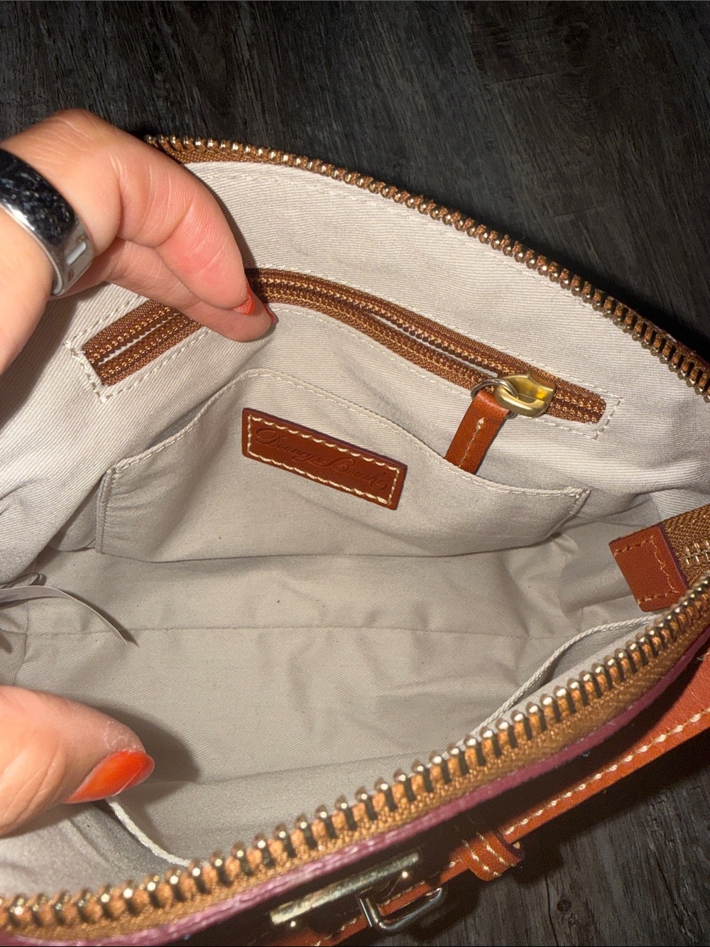 Dooney & Bourke Blue & Orange Baseball Print Wristlet - Picture 5 of 8